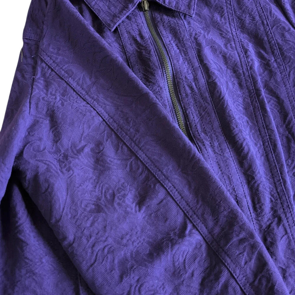Coldwater Creek Jacket Womens 14P Purple Textured Jacquard Zip Front Petite - Picture 6 of 8